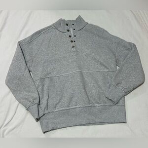 Gray Women’s Sweatshirt with Snap-Button Detail